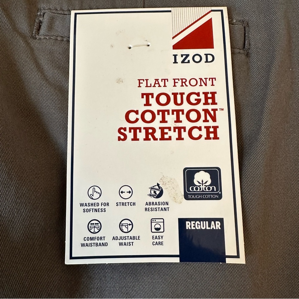 IZOD Gray Chino Dress Pants Boys Size 18 Regular Stretch Flat Front NWT School - Picture 5 of 9